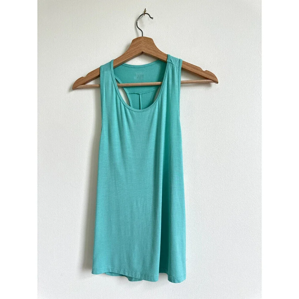 Nicole Miller Sport Teal open Back Stretch Activewear Tank Work Out size M $58 - Picture 2 of 7